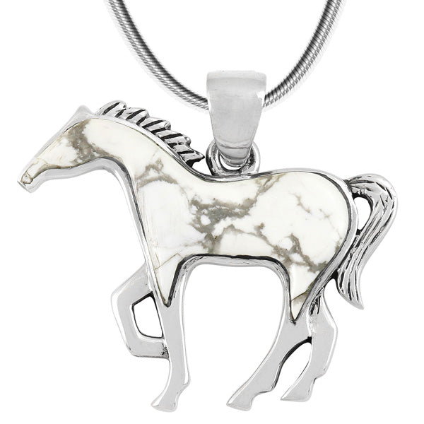 Horse Pendant Howlite Sterling Silver P3049-SM-C103