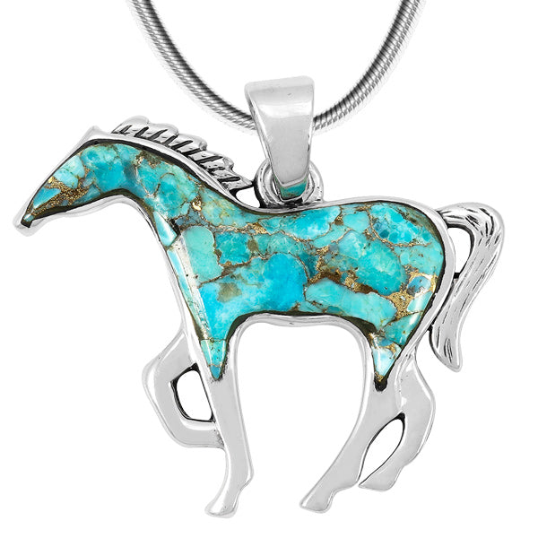 Horse Pendant Sky Matrix Turquoise Sterling Silver P3049-SM-C94
