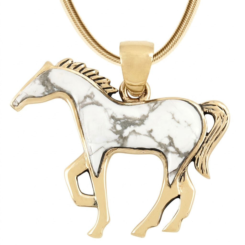 Horse Howlite Pendant GoldCopper P3049-SM-GB-C103