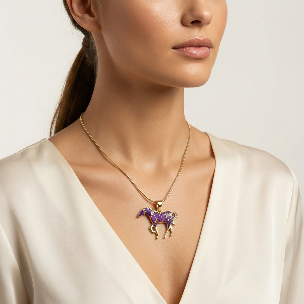 Turquoise Horse Pendant GoldCopper™ P3049-SM-GB-C23