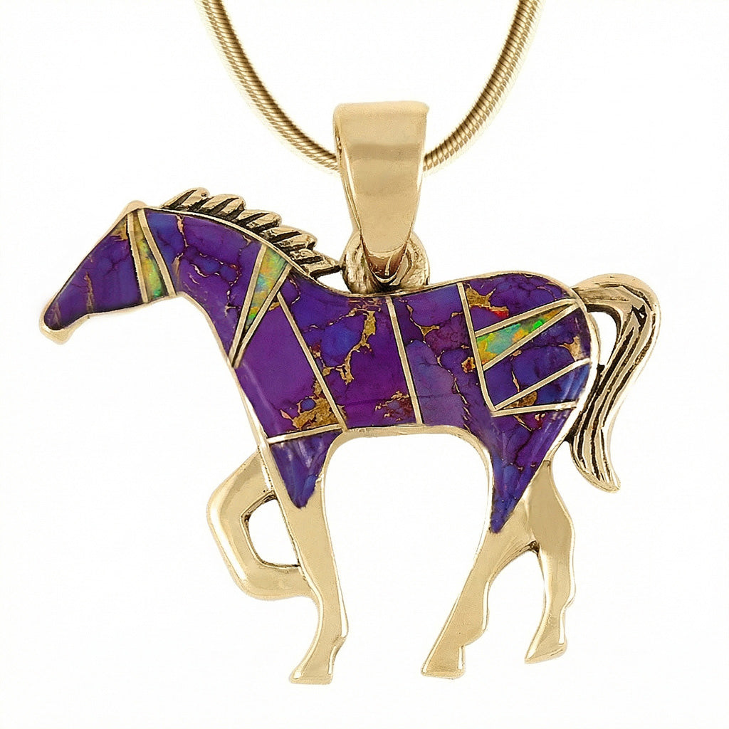 Turquoise Horse Pendant GoldCopper™ P3049-SM-GB-C23