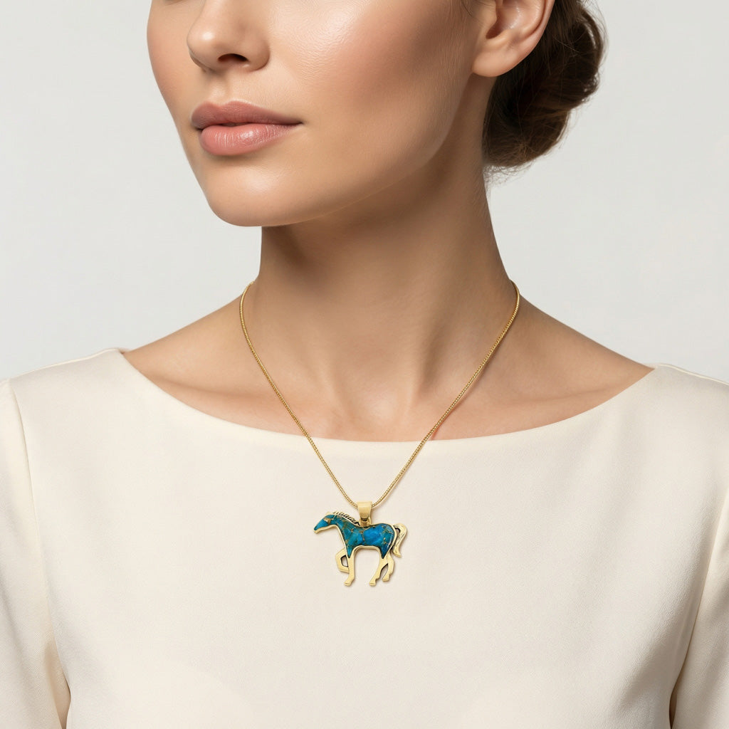 Matrix Turquoise Horse Pendant GoldCopper™ P3049-SM-GB-C84