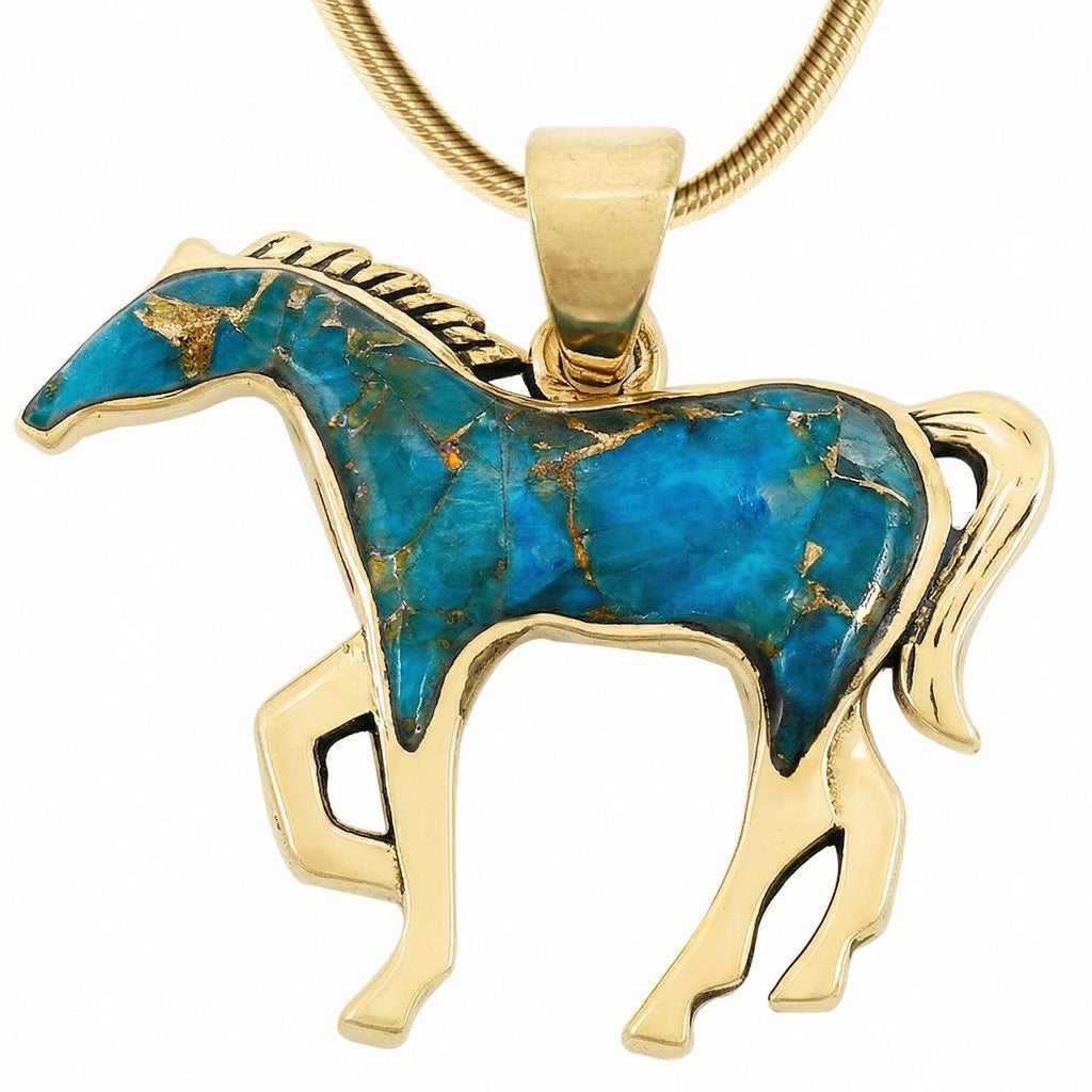 Matrix Turquoise Horse Pendant GoldCopper™ P3049-SM-GB-C84