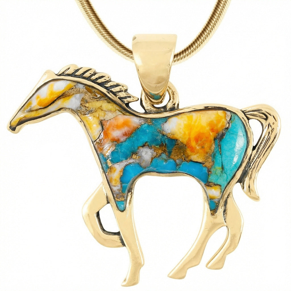 Spiny Turquoise Horse Pendant GoldCopper™ P3049-SM-GB-C89