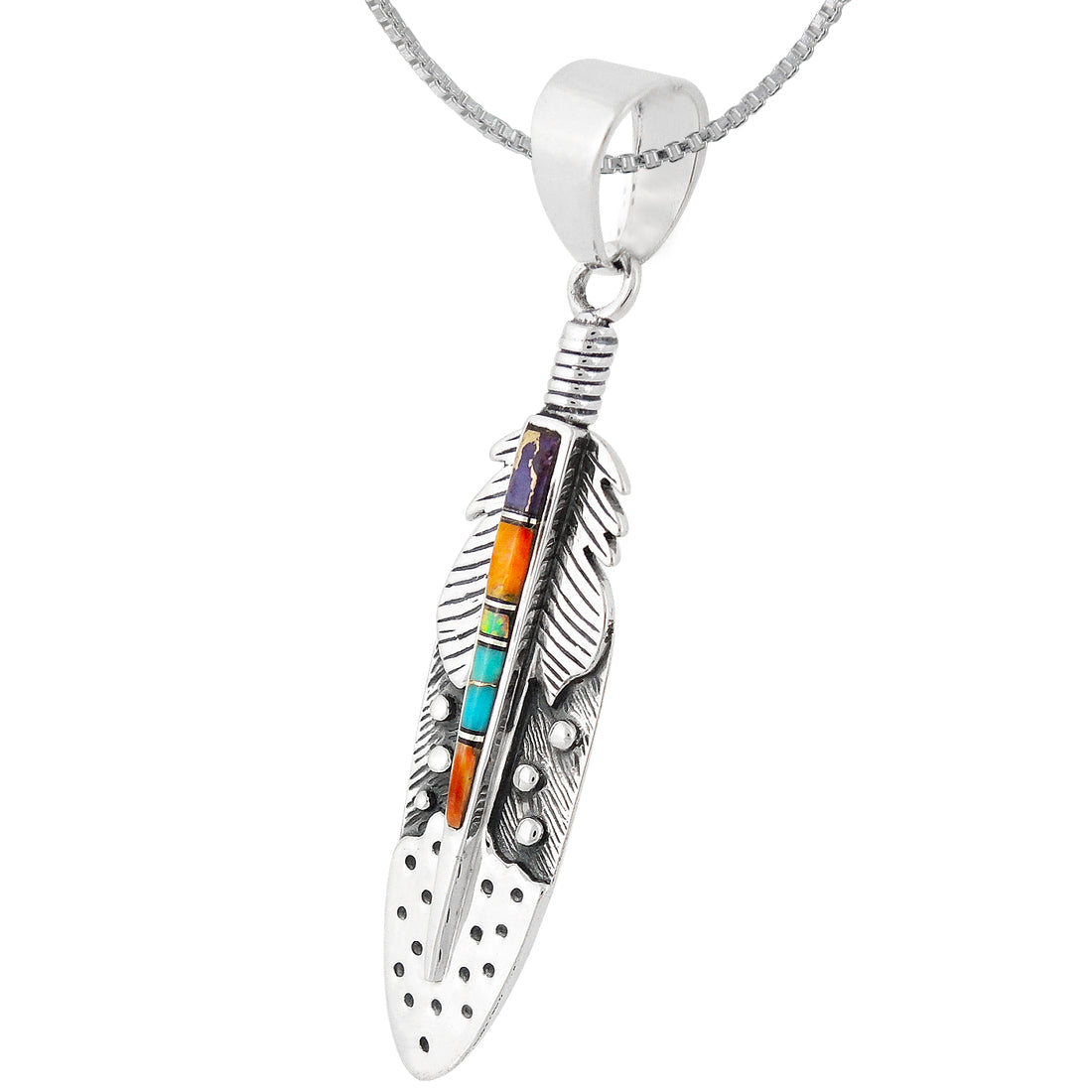 Sterling Silver Feather Pendant Multicolor P3058-C00