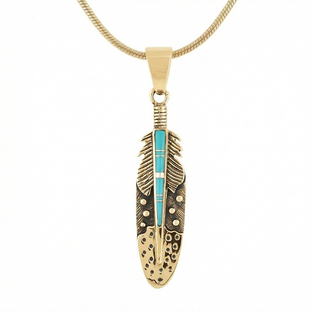 Turquoise Feather Pendant GoldCopper™ P3058-GB-C05