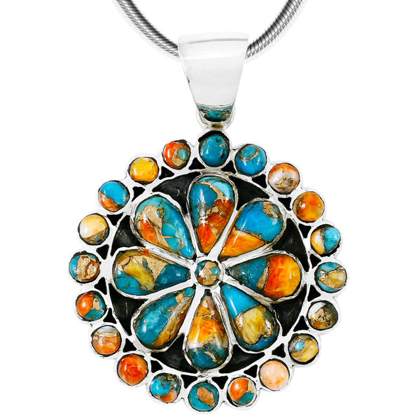 Spiny Turquoise Pendant Sterling Silver P3060-C89