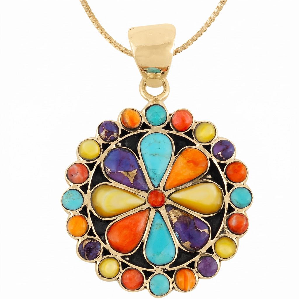 Multi Gemstone Pendant GoldCopper P3060-GB-C71