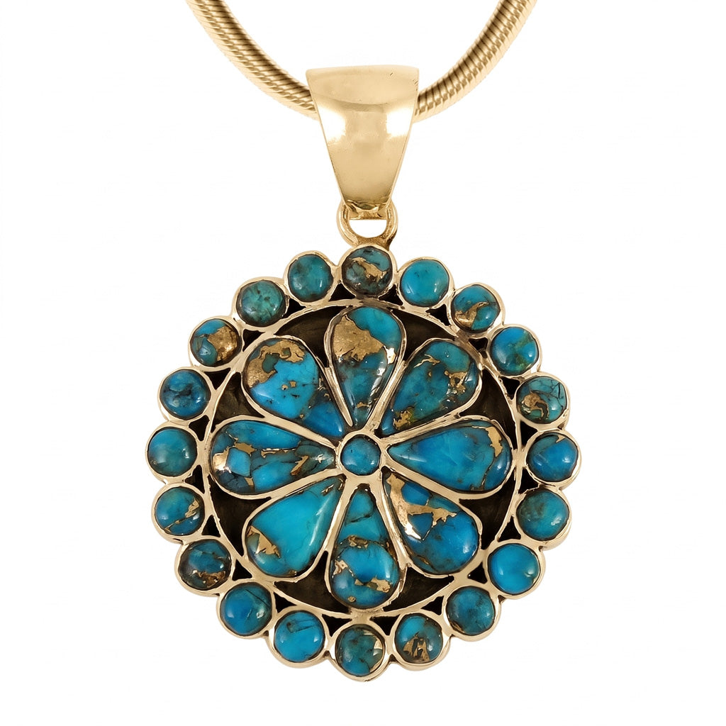 Matrix Turquoise Pendant GoldCopper P3060-GB-C84