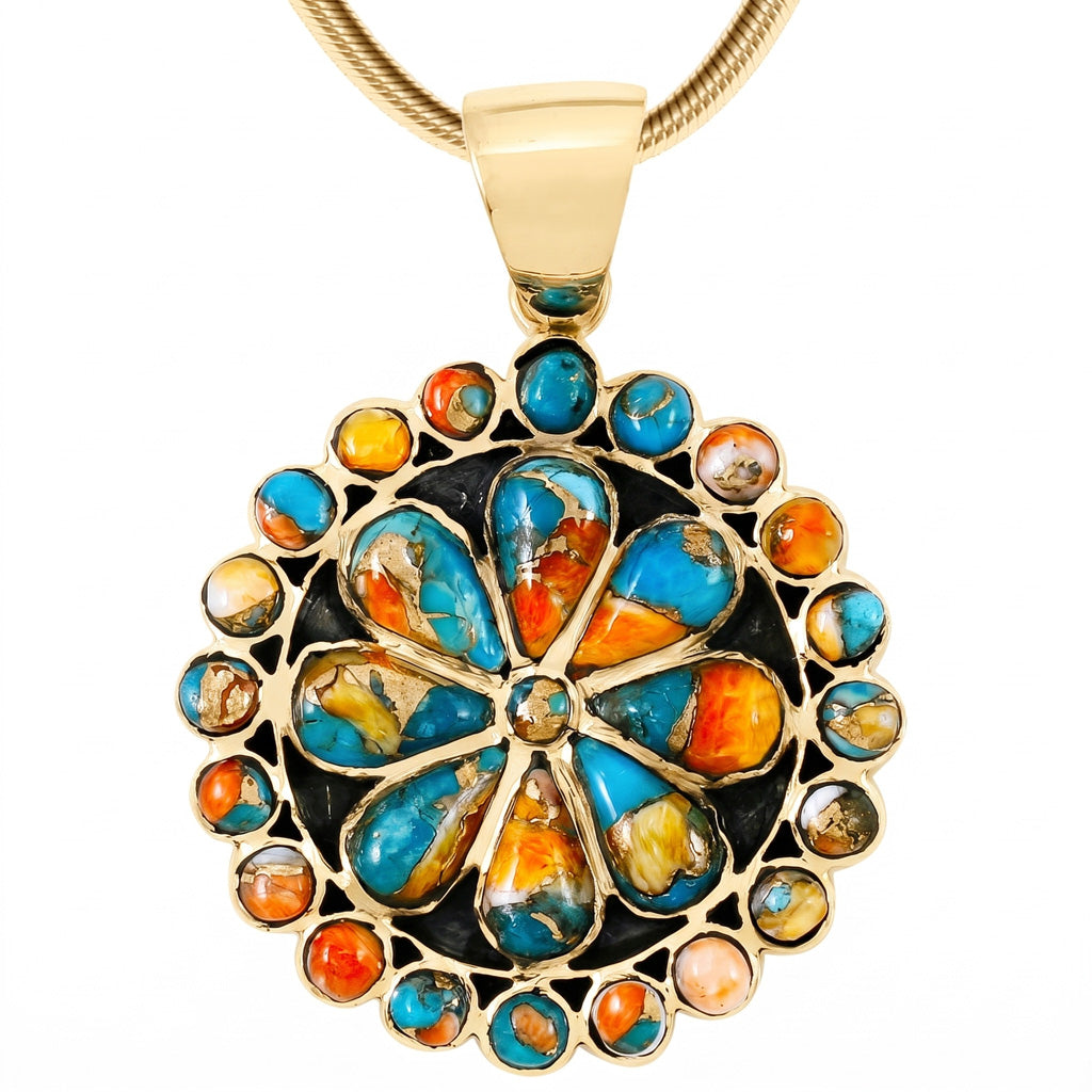 Spiny Turquoise Pendant GoldCopper P3060-GB-C89