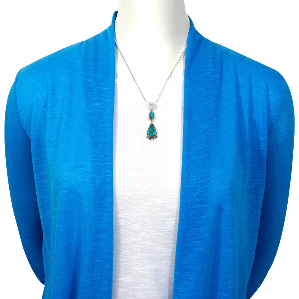 Sterling Silver Dangle Pendant Matrix Turquoise P3061-C84