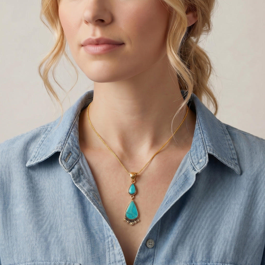 Turquoise Pendant GoldCopper P3061-GB-C75