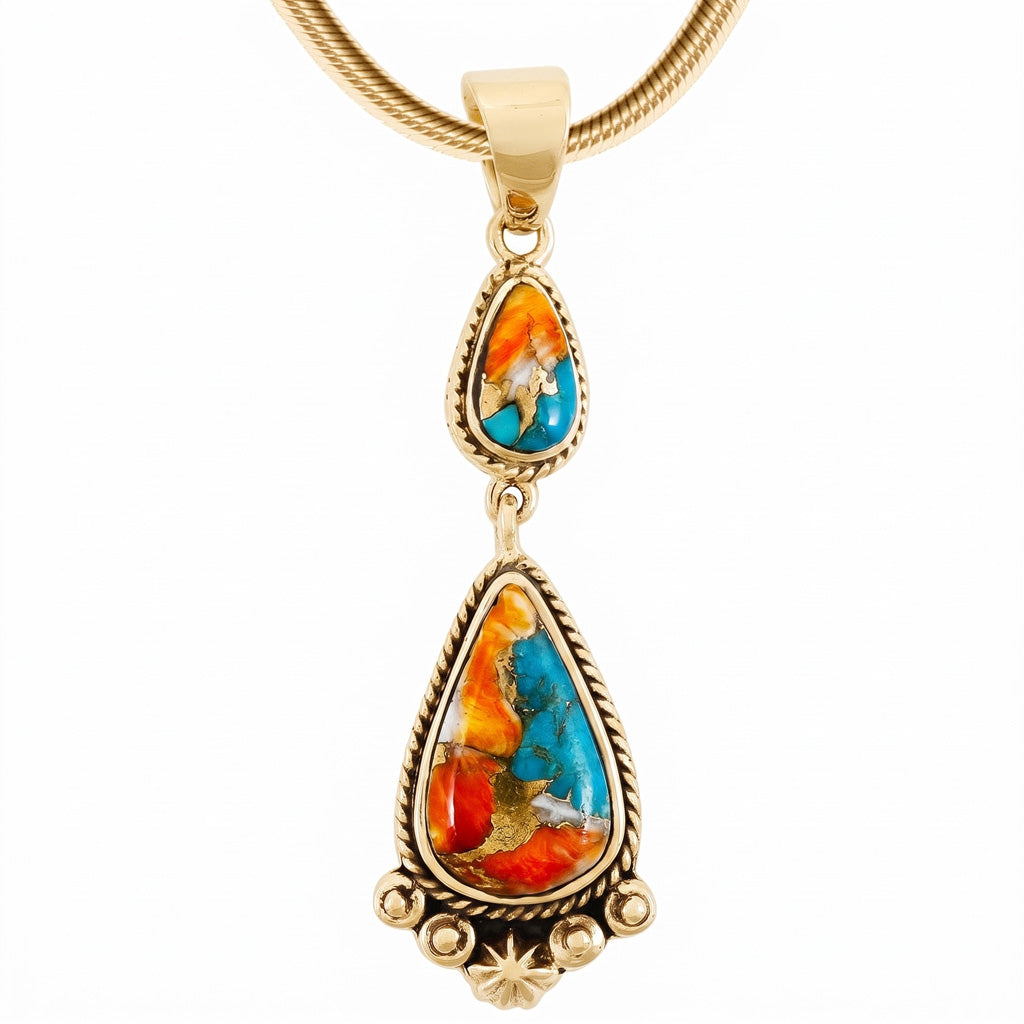 Spiny Turquoise Pendant GoldCopper P3061-GB-C89