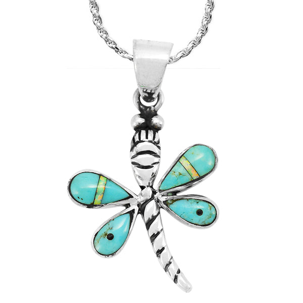 Turquoise Mini Dragonfly Pendant Sterling Silver P3071-SM-C21