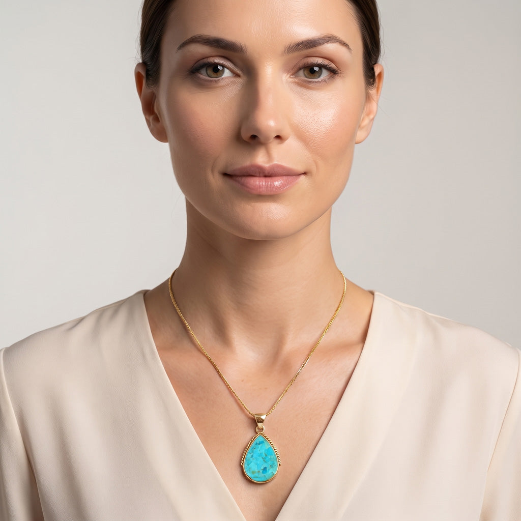 Turquoise Pendant GoldCopper P3075-BAIL-GB-C75
