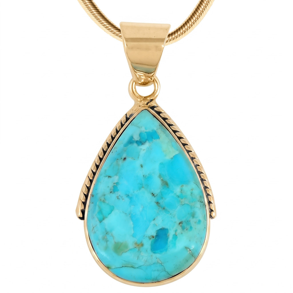 Turquoise Pendant GoldCopper P3075-BAIL-GB-C75