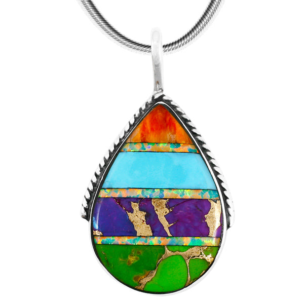 Sterling Silver Pendant Multicolor P3075-C01
