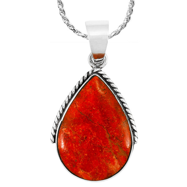 Coral Pendant Sterling Silver P3075-BAIL-C74