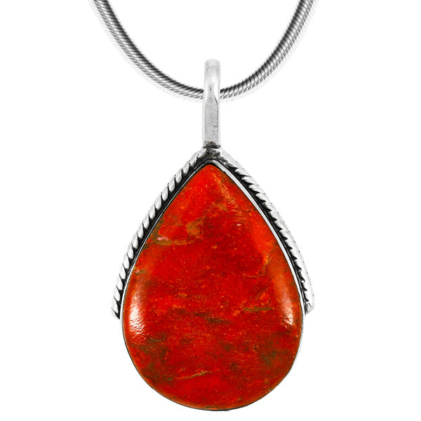 Coral Pendant Sterling Silver P3075-C74