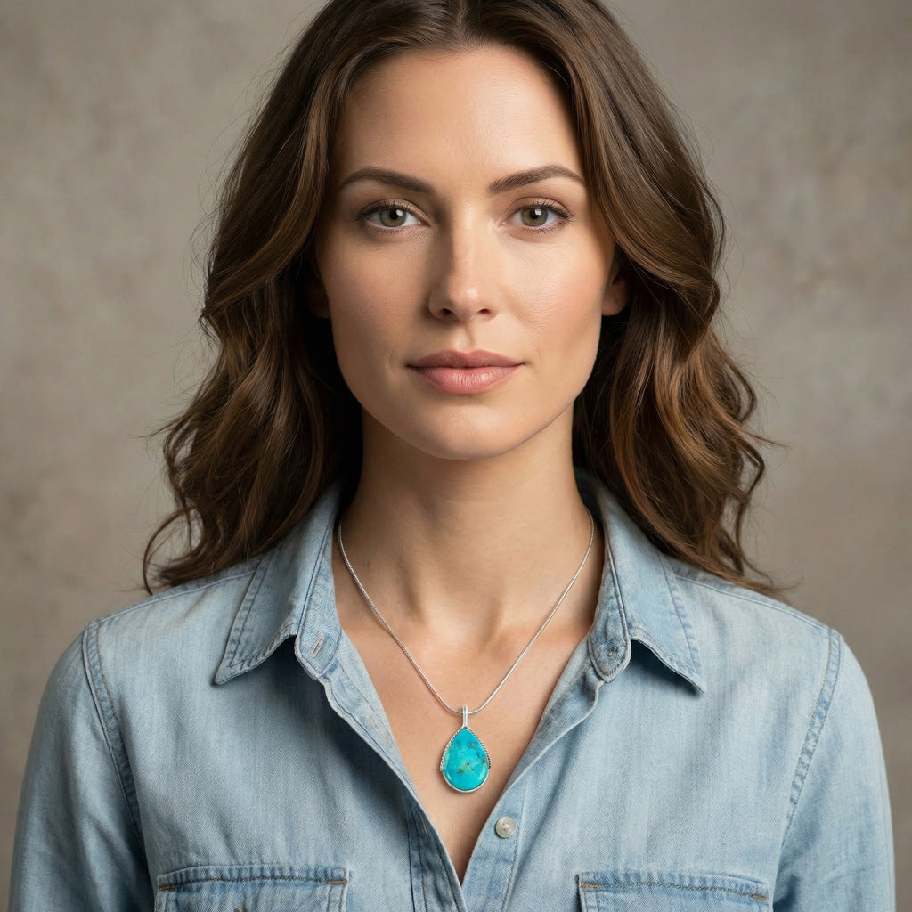 Turquoise Pendant Jewelry Sterling Silver P3075-C75