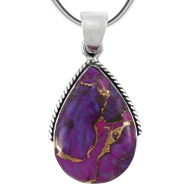 Sterling Silver Pendant Purple Turquoise P3075-BAIL-C77