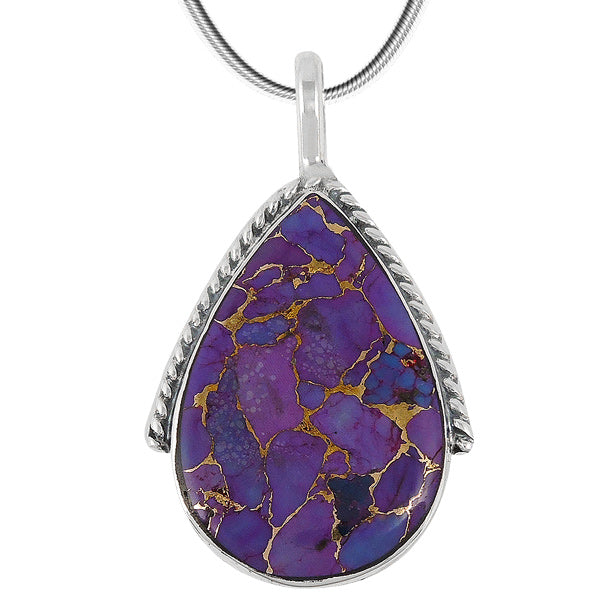 Sterling Silver Pendant Purple Turquoise P3075-C77