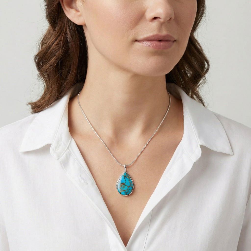 Sterling Silver Pendant Matrix Turquoise P3075-C84