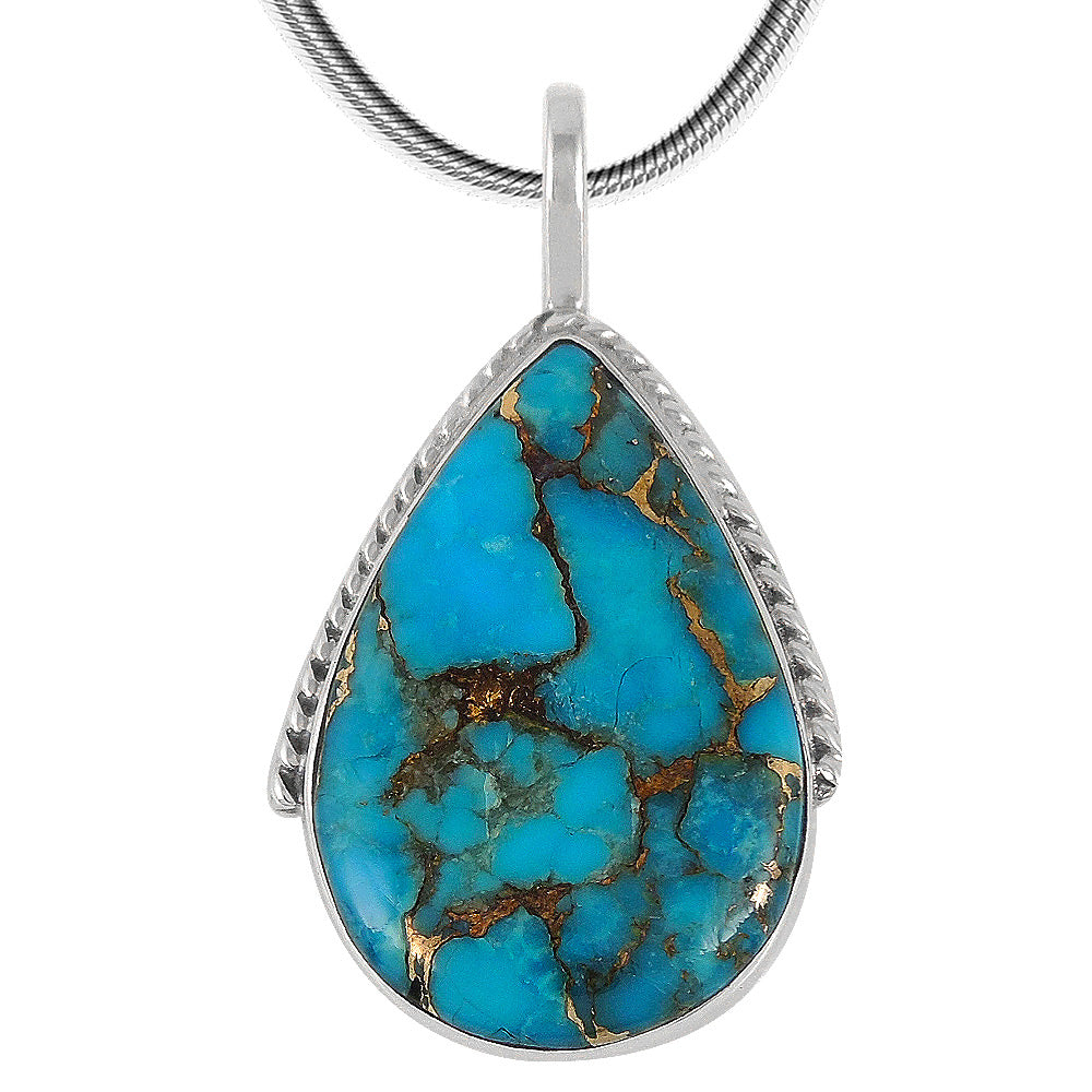 Sterling Silver Pendant Matrix Turquoise P3075-C84