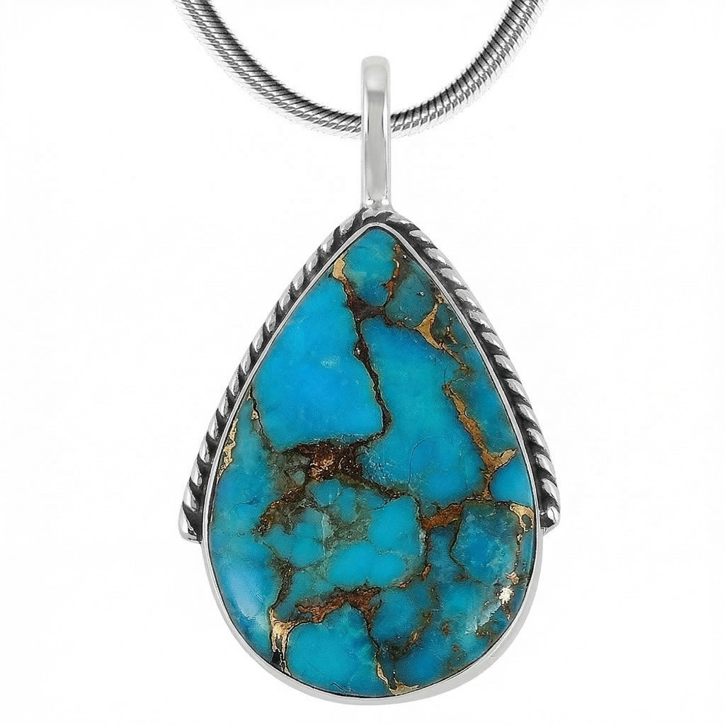 Matrix Turquoise Pendant SilverBronzé P3075-SB-C84
