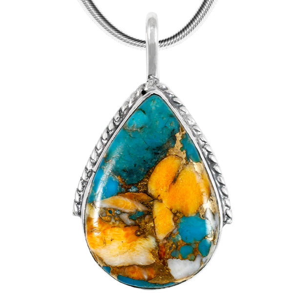Spiny Turquoise Pendant Sterling Silver P3075-C89