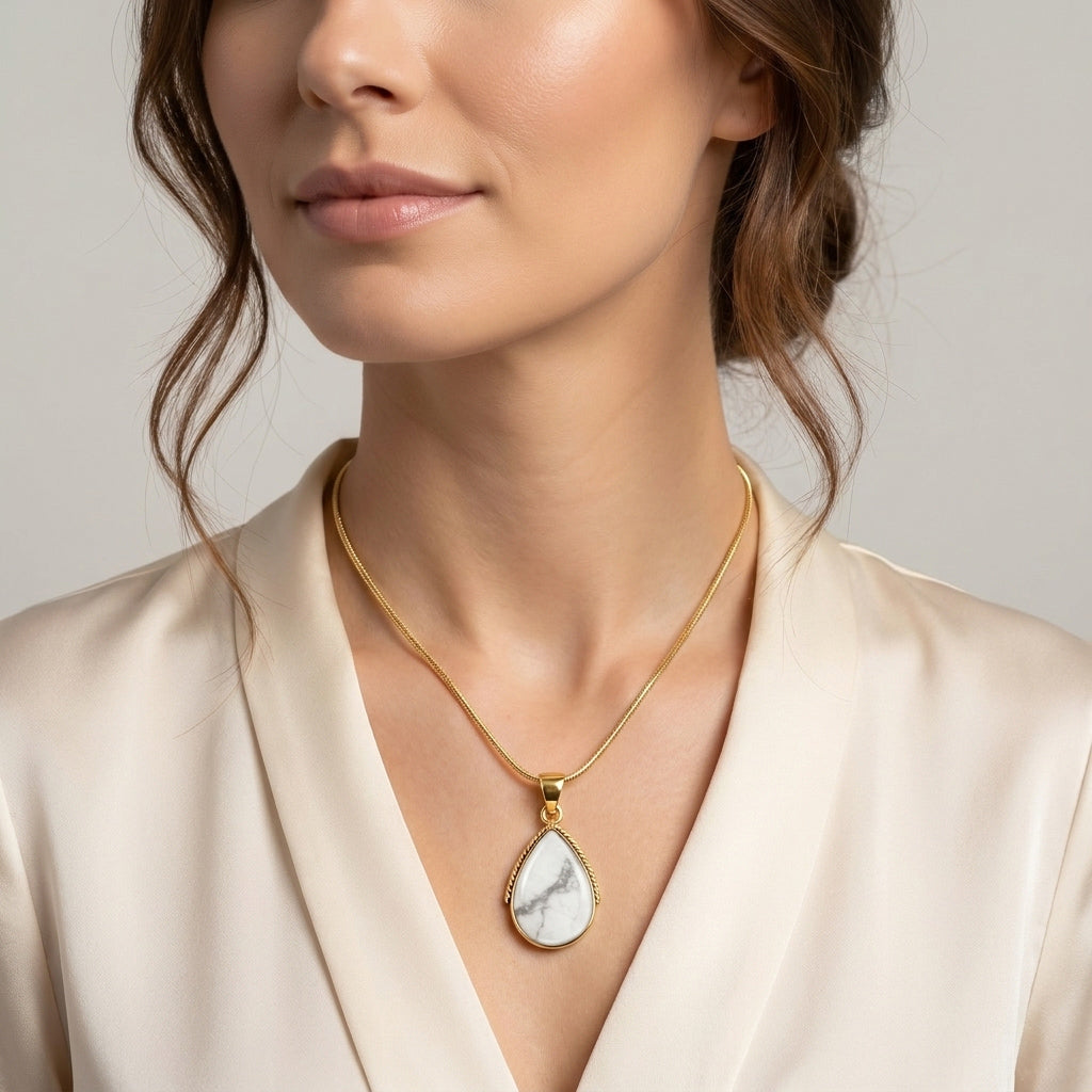 Howlite Pendant GoldCopper P3075-BAIL-GB-C103