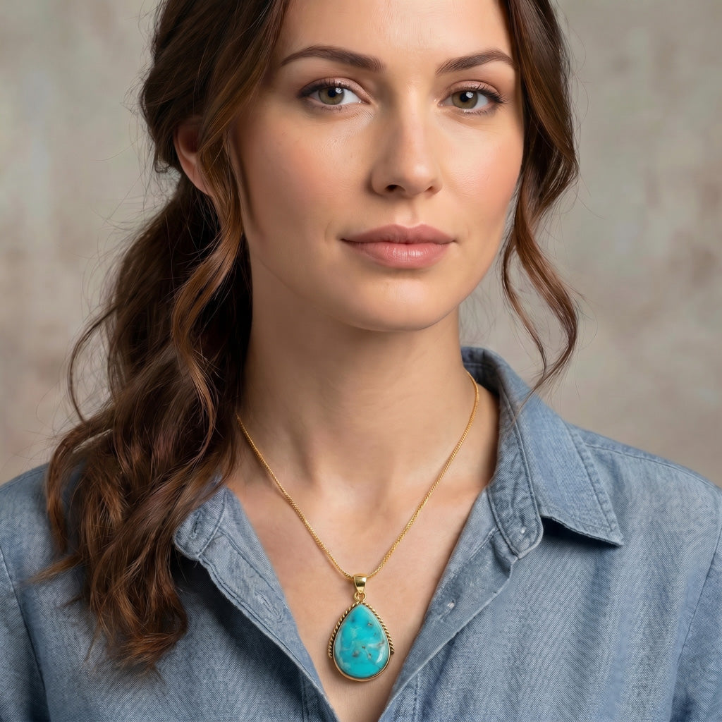 Turquoise Pendant GoldCopper P3075-BAIL-GB-C75