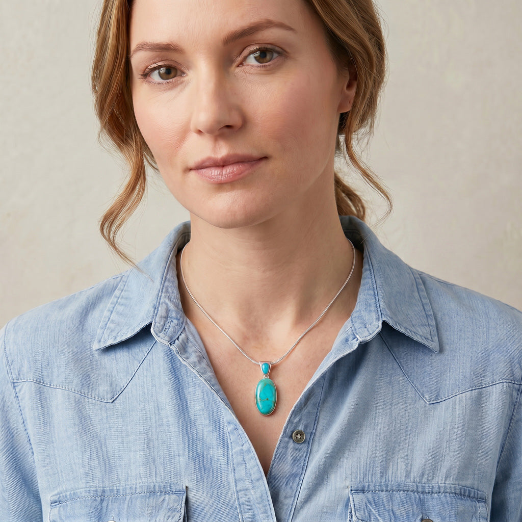 Sterling Silver Pendant Turquoise P3076-C75