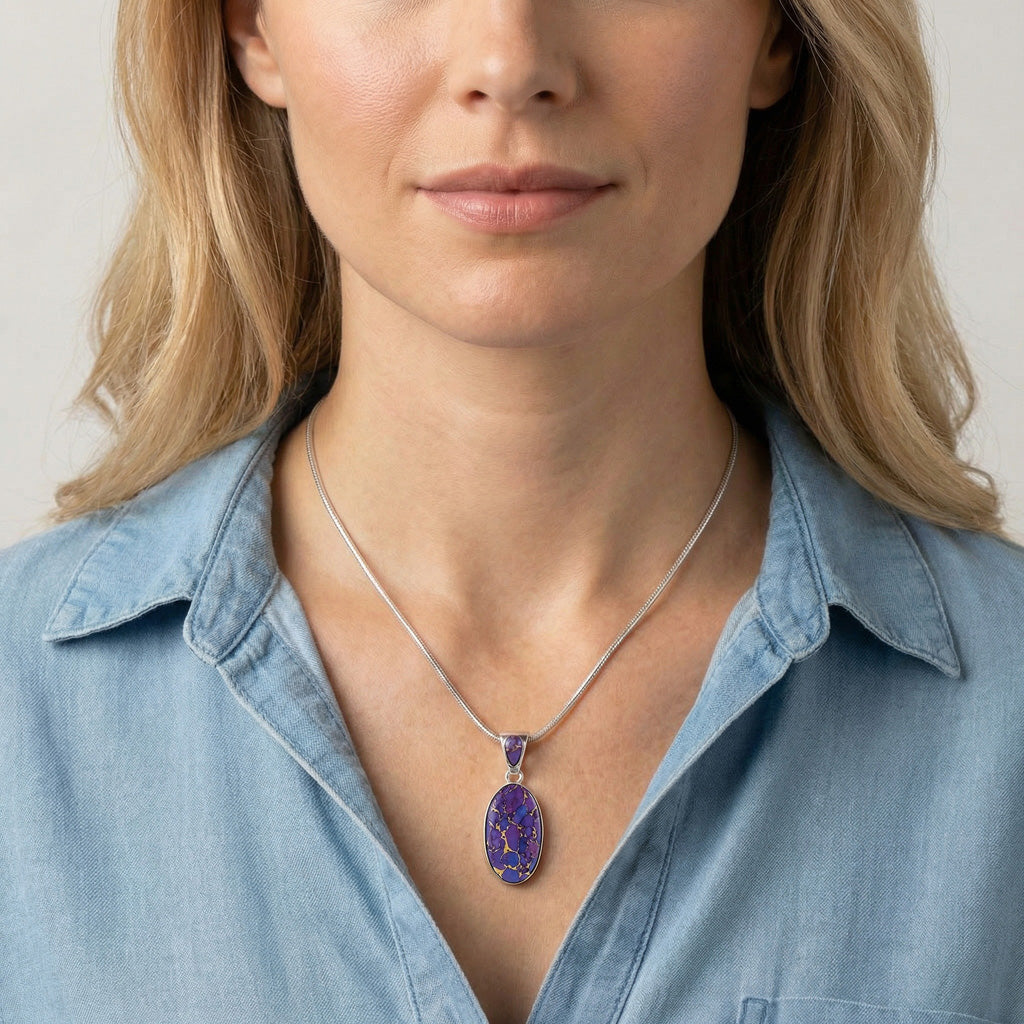 FINAL CLEARANCE - Purple Turquoise Pendant SilveryCopper™ P3076-SB-C77