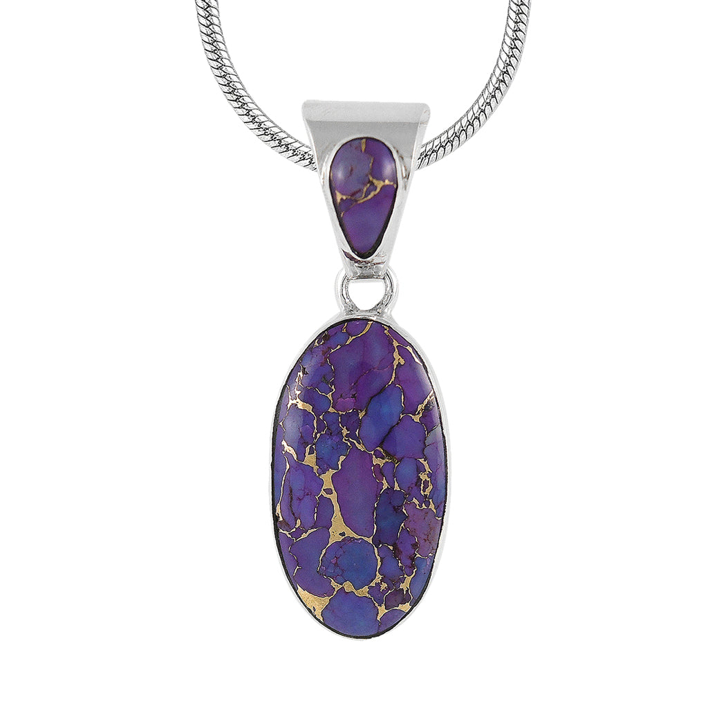 Sterling Silver Pendant Purple Turquoise P3076-C77