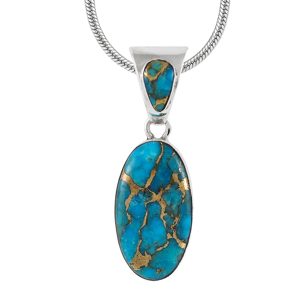 Sterling Silver Pendant Matrix Turquoise P3076-C84
