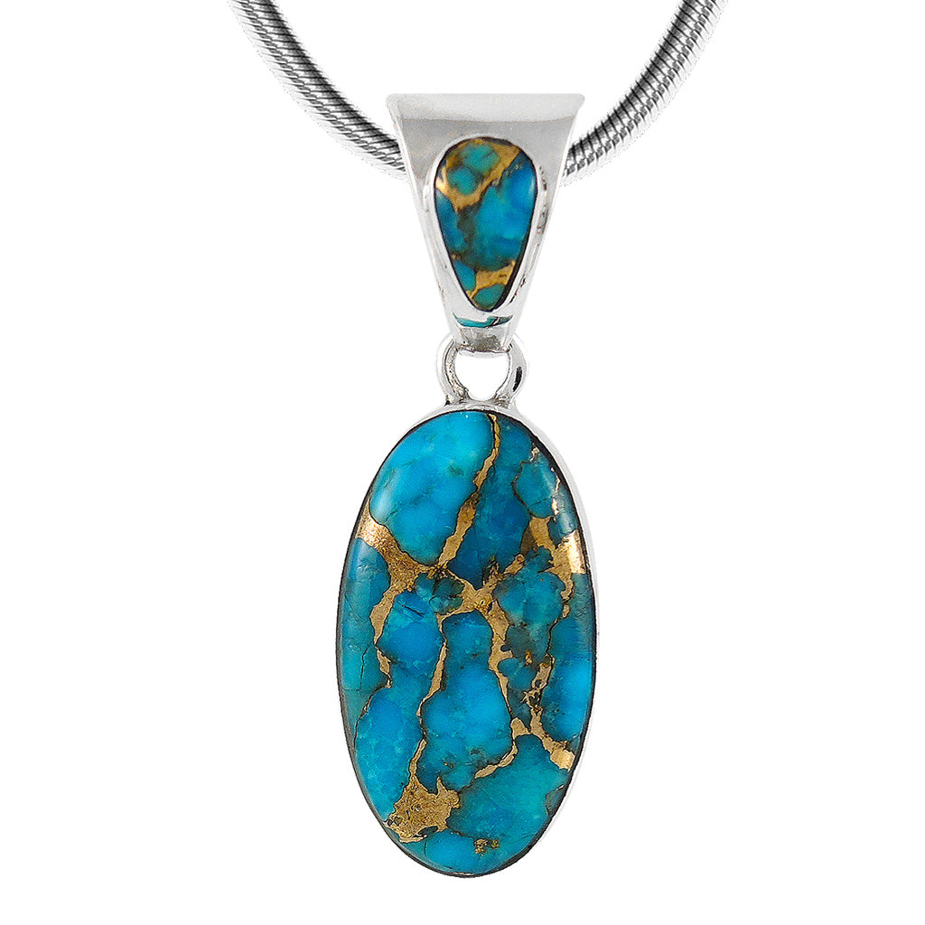 Matrix Turquoise Pendant SilverBronzé P3076-SB-C84