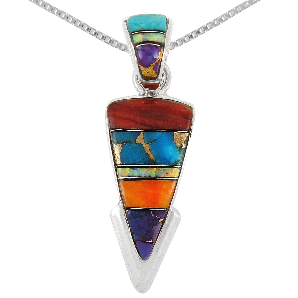 Sterling Silver Arrowhead Pendant Multicolor P3078-C01