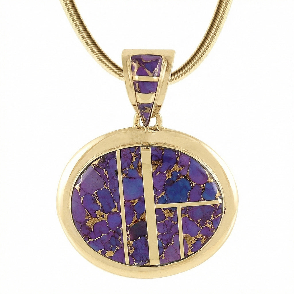 Purple Turquoise Pendant GoldBrass P3082-GB-C07