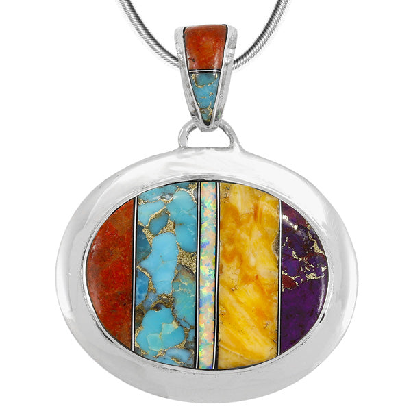 Multi Gemstone Pendant Sterling Silver P3082-LG-C00