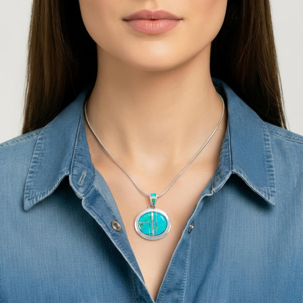 FINAL CLEARANCE - Turquoise Pendant SilveryCopper™ P3082-SB-C05