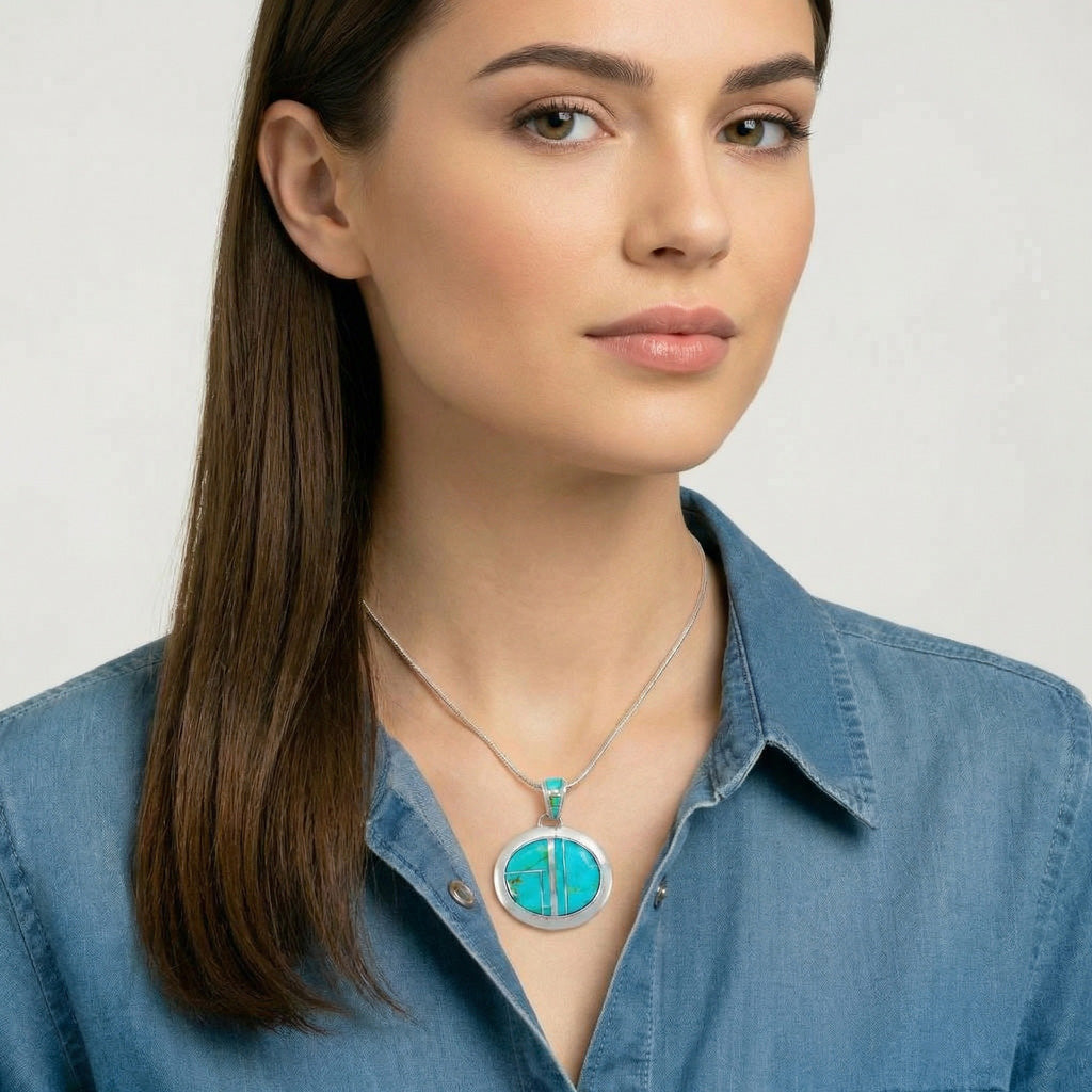 Sterling Silver Pendant Turquoise P3082-LG-C05