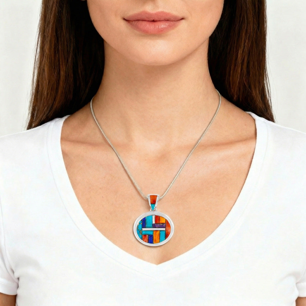Sterling Silver Pendant Multicolor P3082-LG-C51