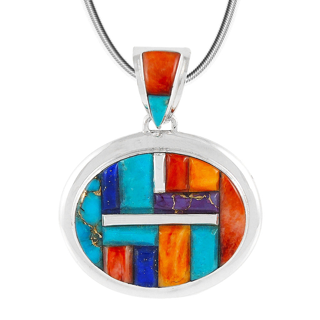 Multi Gemstone Pendant SilverBronzé P3082-SB-C51