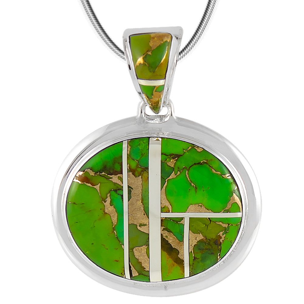 Green Turquoise Pendant Sterling Silver P3082-LG-C06
