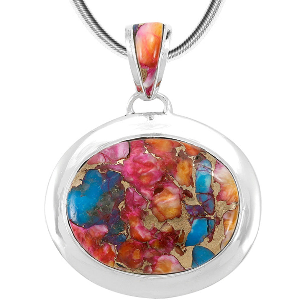 FINAL CLEARANCE - Rainbow Spiny Turquoise Pendant SilveryCopper™ P3082-SB-C91