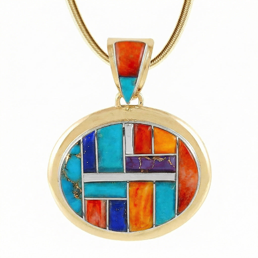 Multi Gemstone Pendant GoldCopper™ P3082-GB-C51