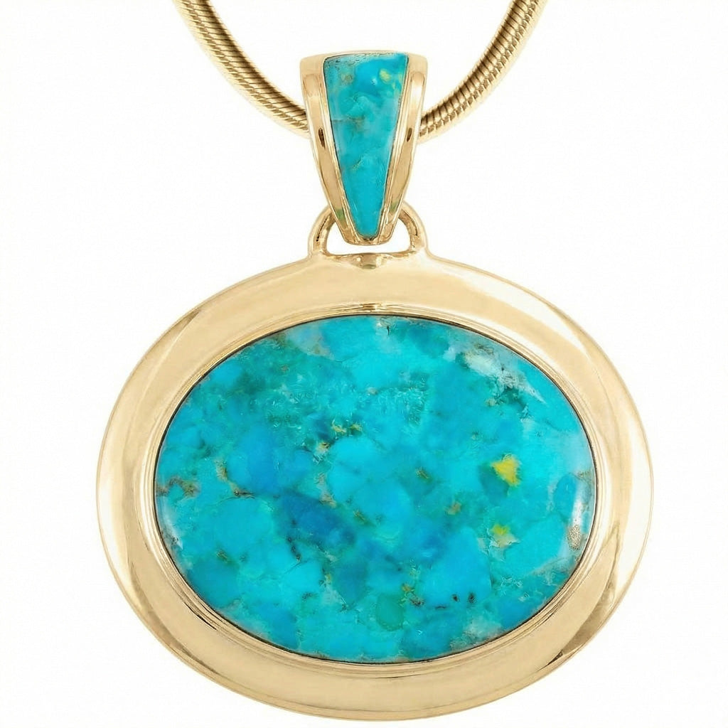 Turquoise Pendant GoldBrass P3082-GB-C75