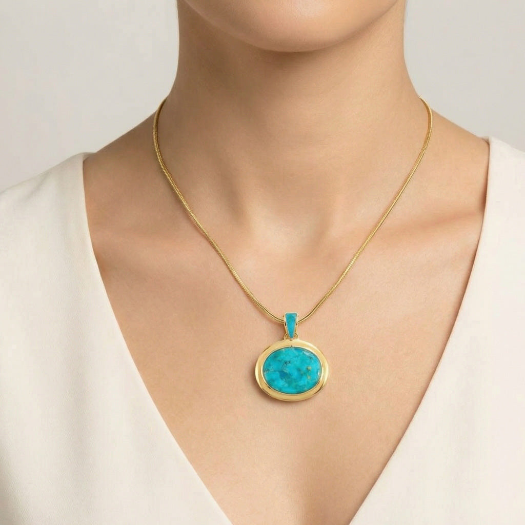 Turquoise Pendant GoldBrass P3082-GB-C75