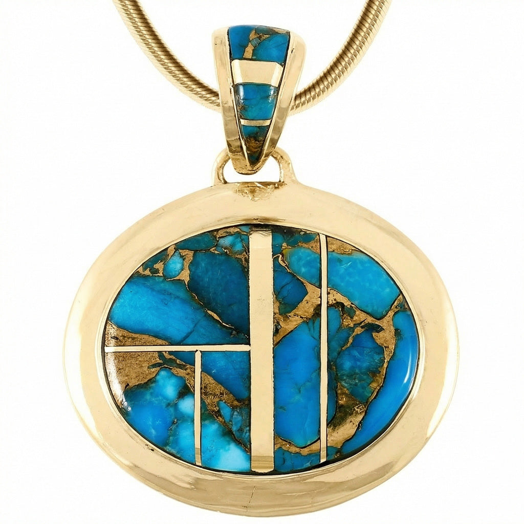 Matrix Turquoise Pendant GoldBrass P3082-GB-C84
